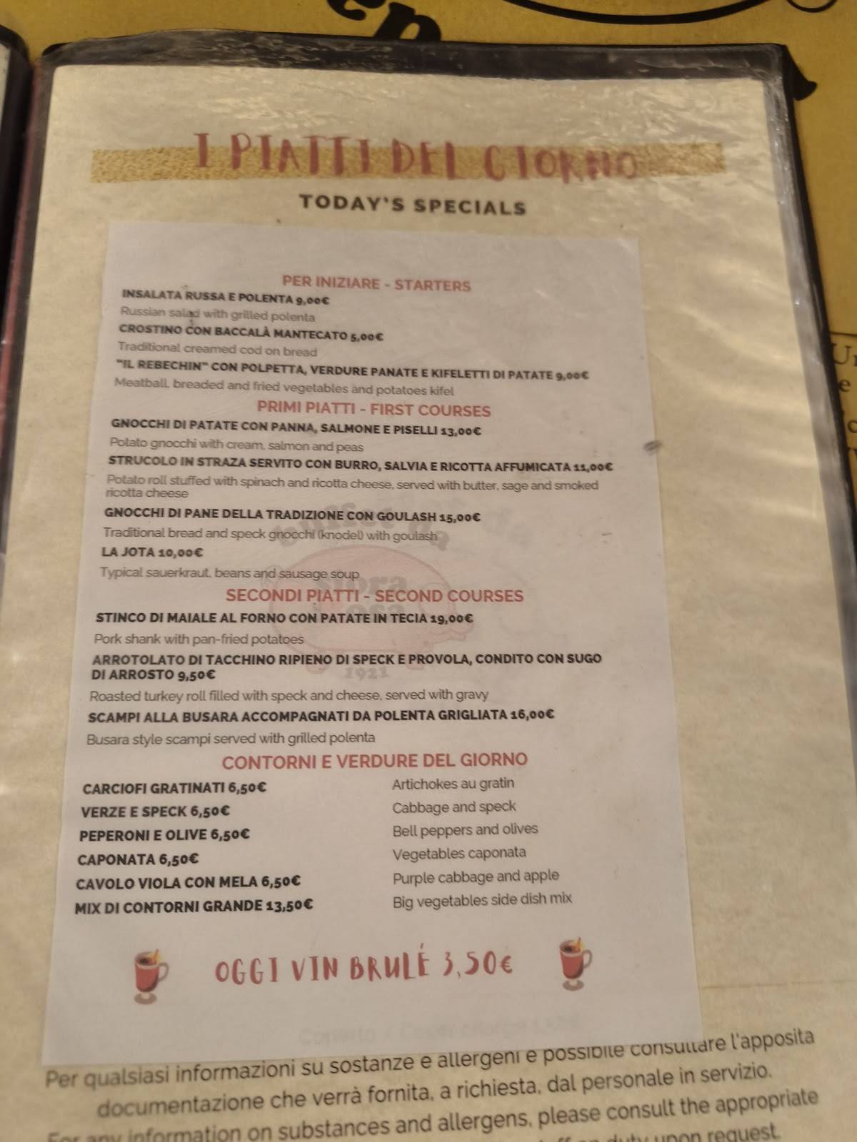 Menu de Siora Rosa