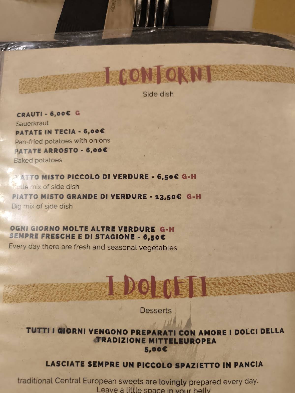 Menu de Siora Rosa