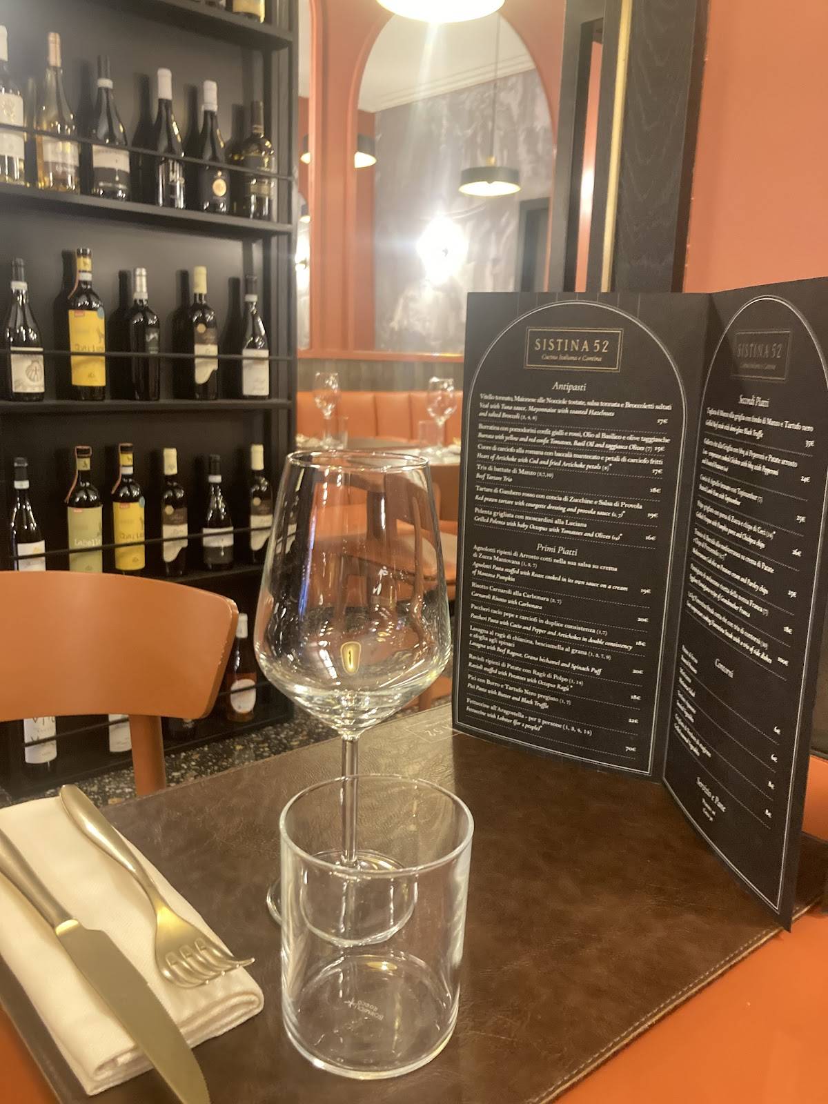 Menu di Sistina 52 