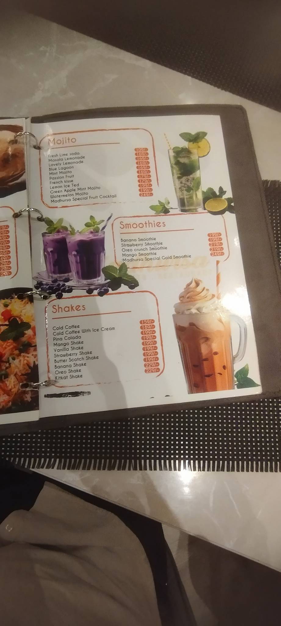 MADHURSA menu