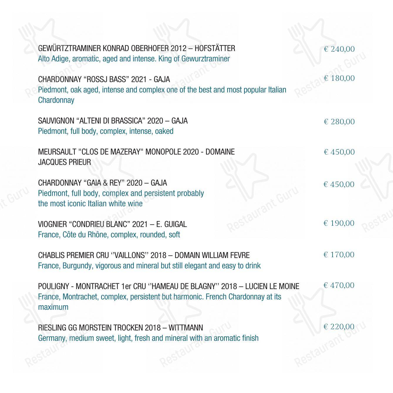 Vista Sky Bar in Sant'Agnello - Menu