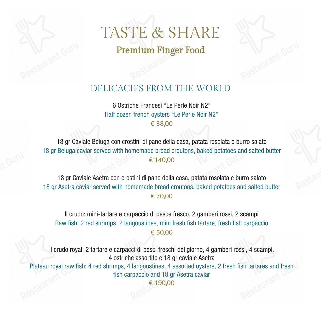 Menu per Vista Sky Bar in Sant'Agnello