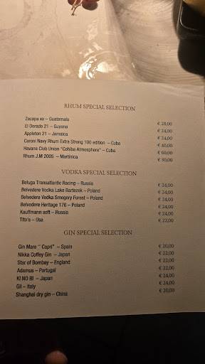 Menu di Vista Sky Bar 