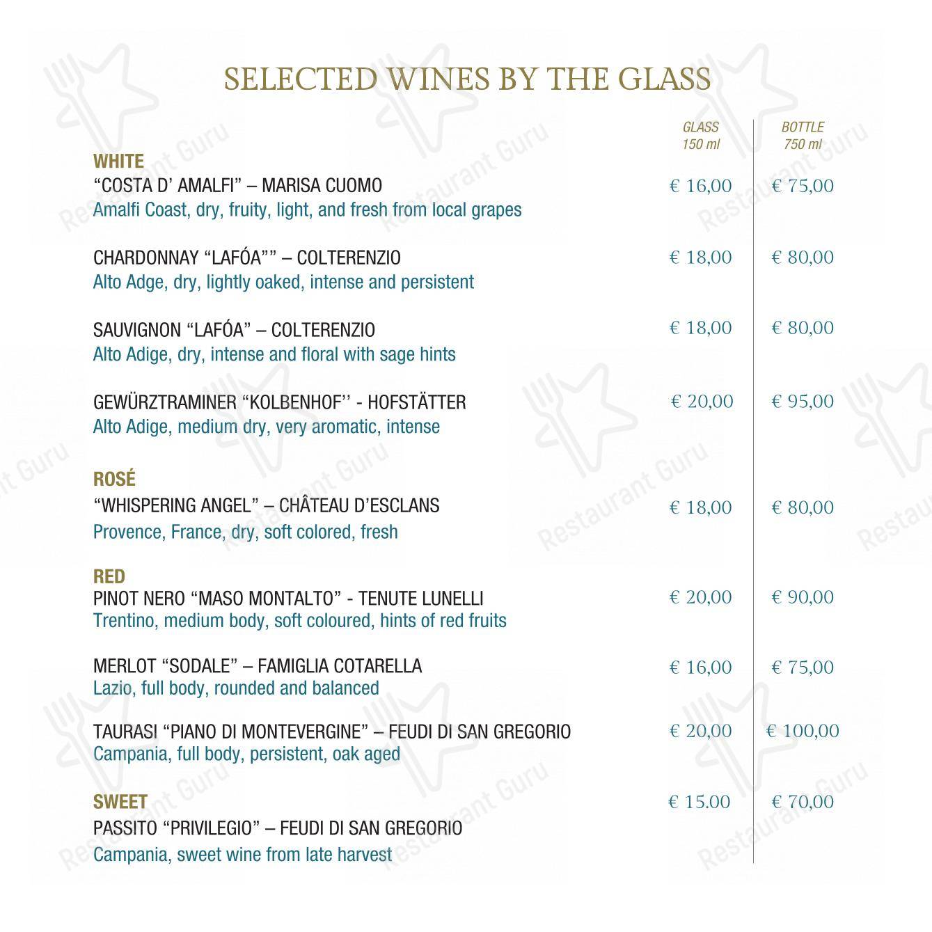 Menu di Vista Sky Bar - Menu