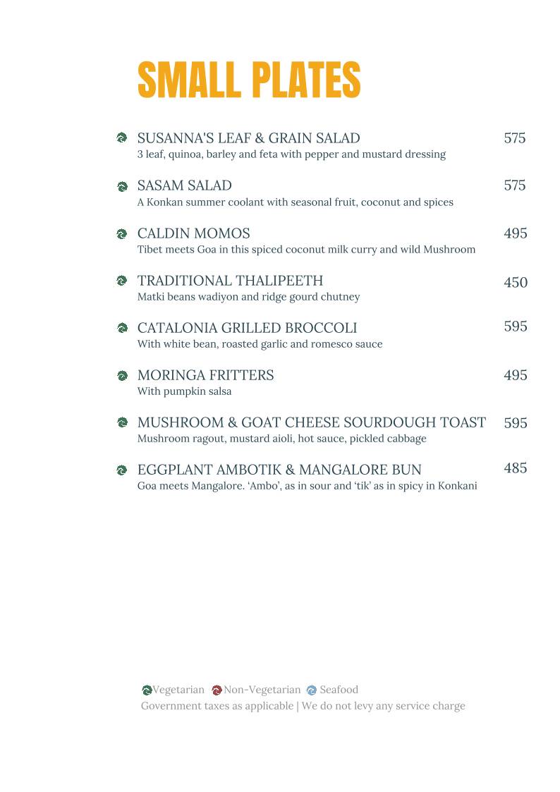 Slow Tide menu
