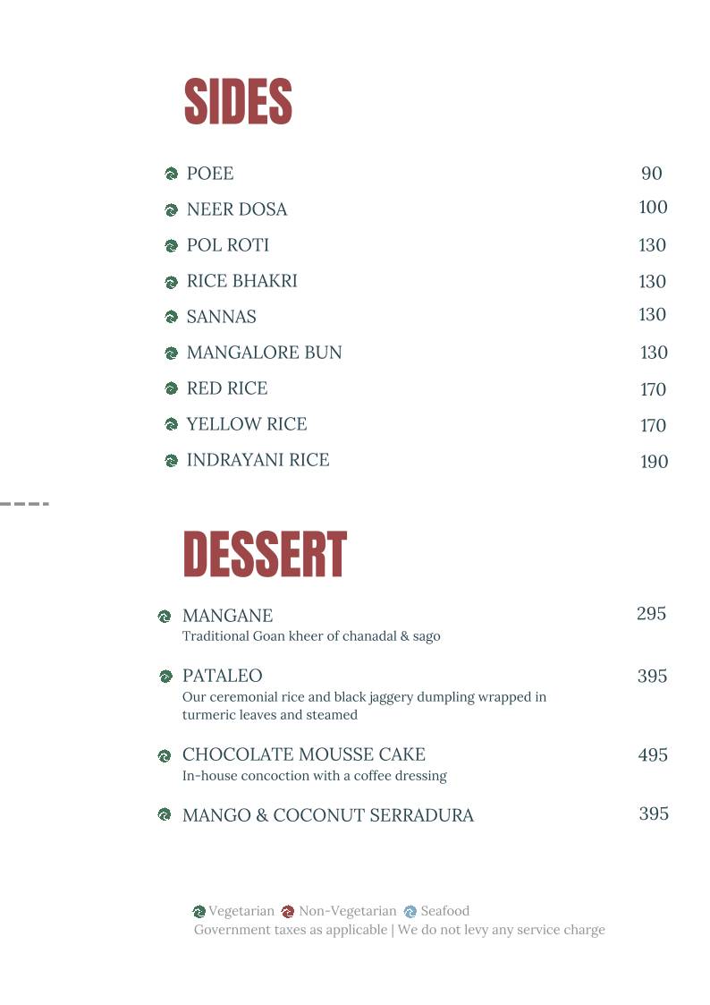 Slow Tide menu