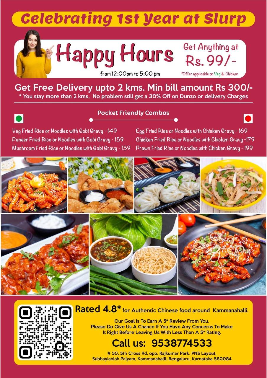 Slurp Chinese Restaurant menu