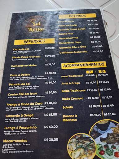 Sol Restor - Restaurante cardápio