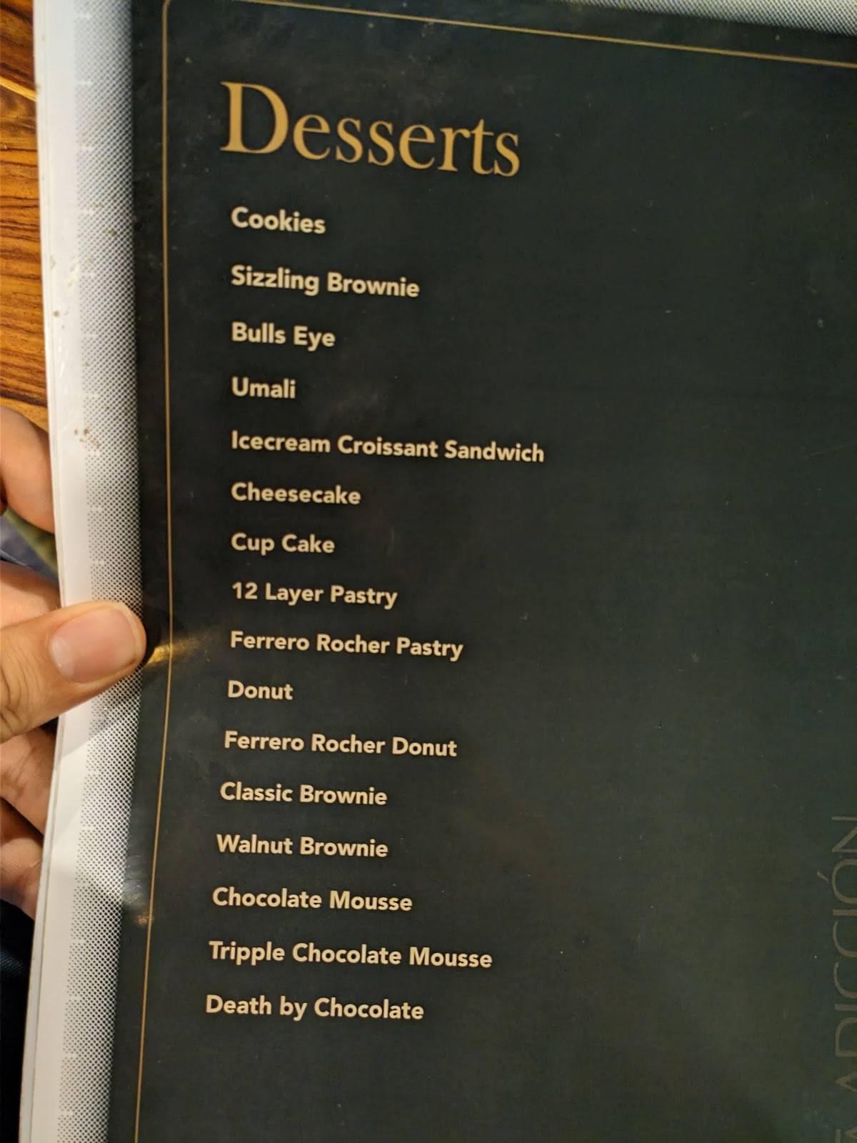 La Adiccion menu