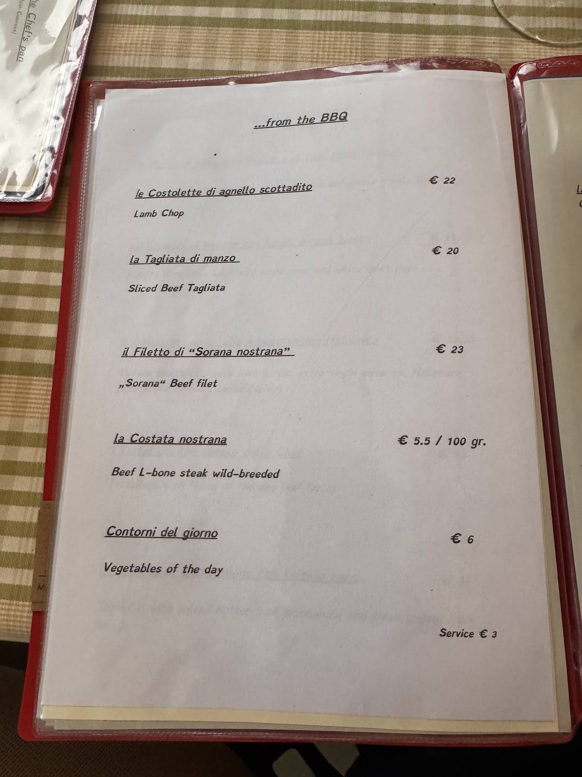 Menu di Trattoria El Bagolo Ristorantino 