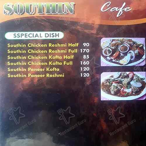 Southin Cafe menu