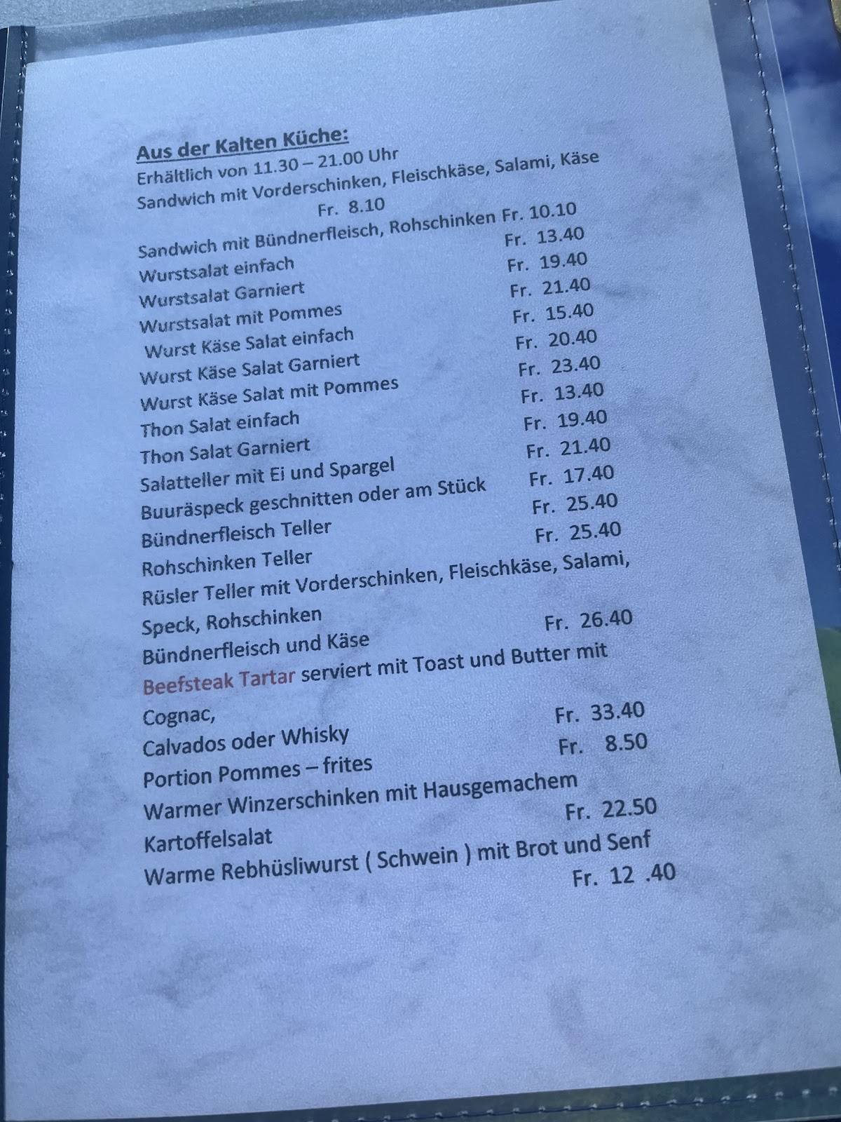 Menu di Speise Restaurant Rüsler GmbH 