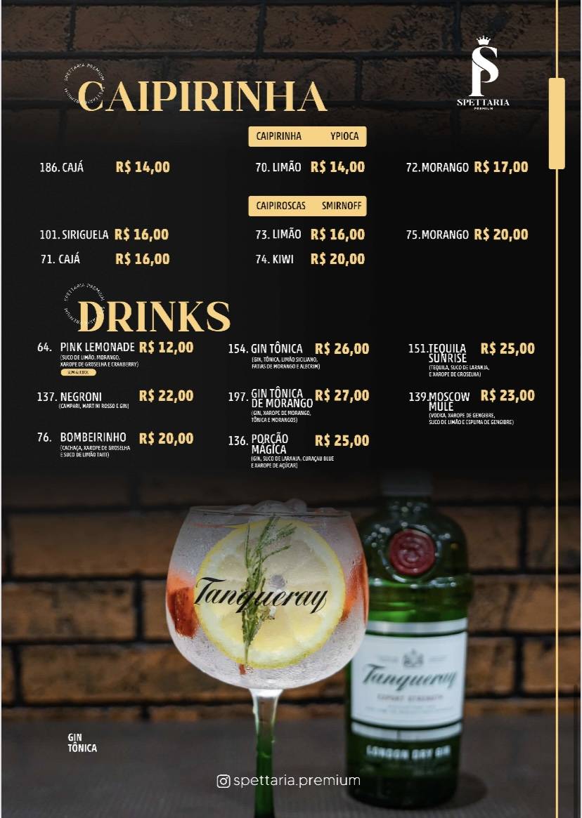 Spettaria Premium cardápio