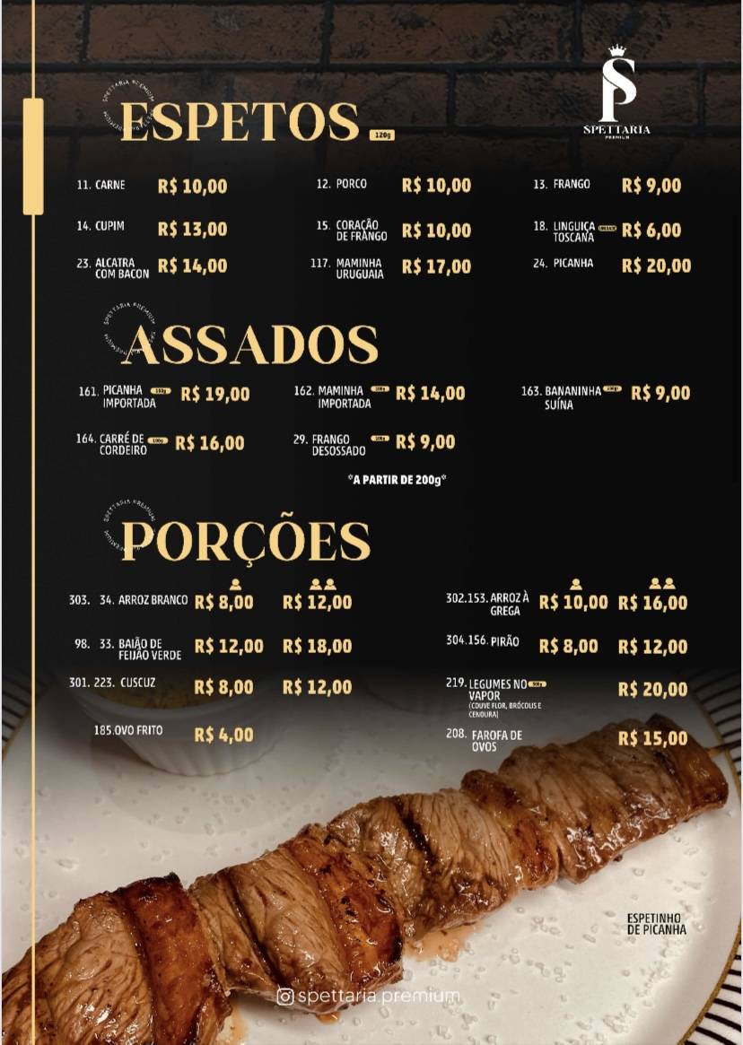 Spettaria Premium cardápio