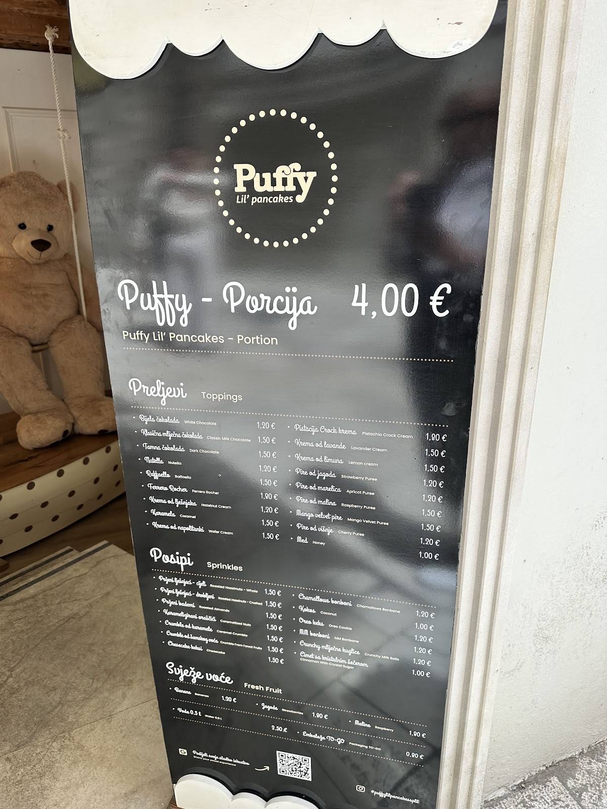 Menu de Puffy Lil' Pancakes Split