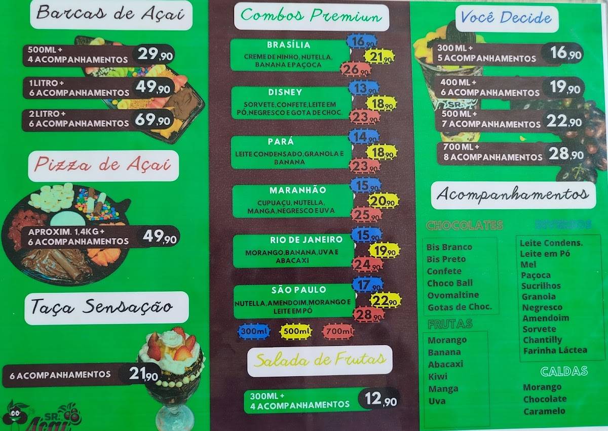 Sr. Açaí - Açaí em Taguatinga cardápio