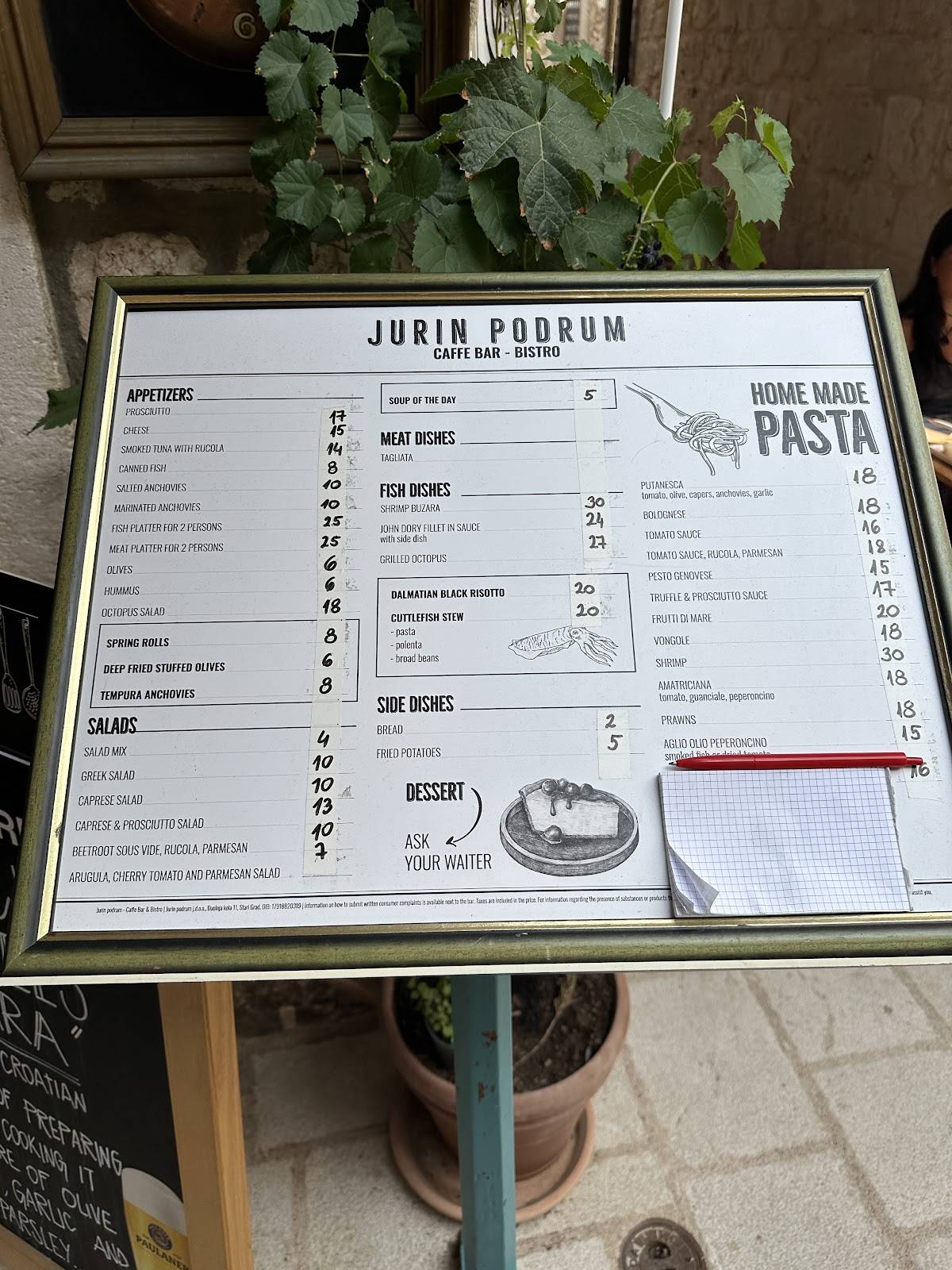 Menu di Jurin podrum 