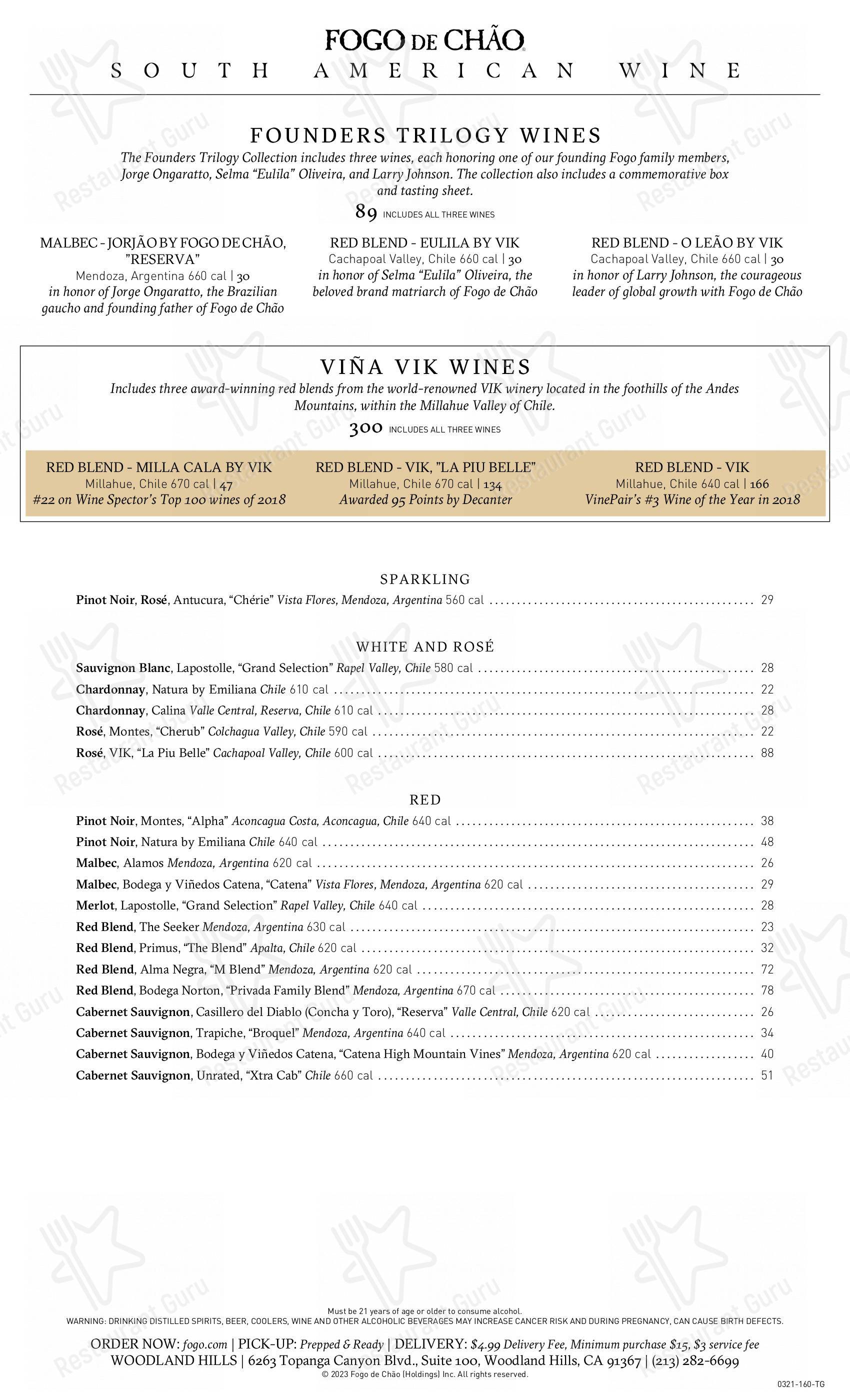 Fogo De Chão Brazilian Steakhouse Coral Gables Carta de Fogo de Chão Brazilian Steakhouse, Coral Gables
