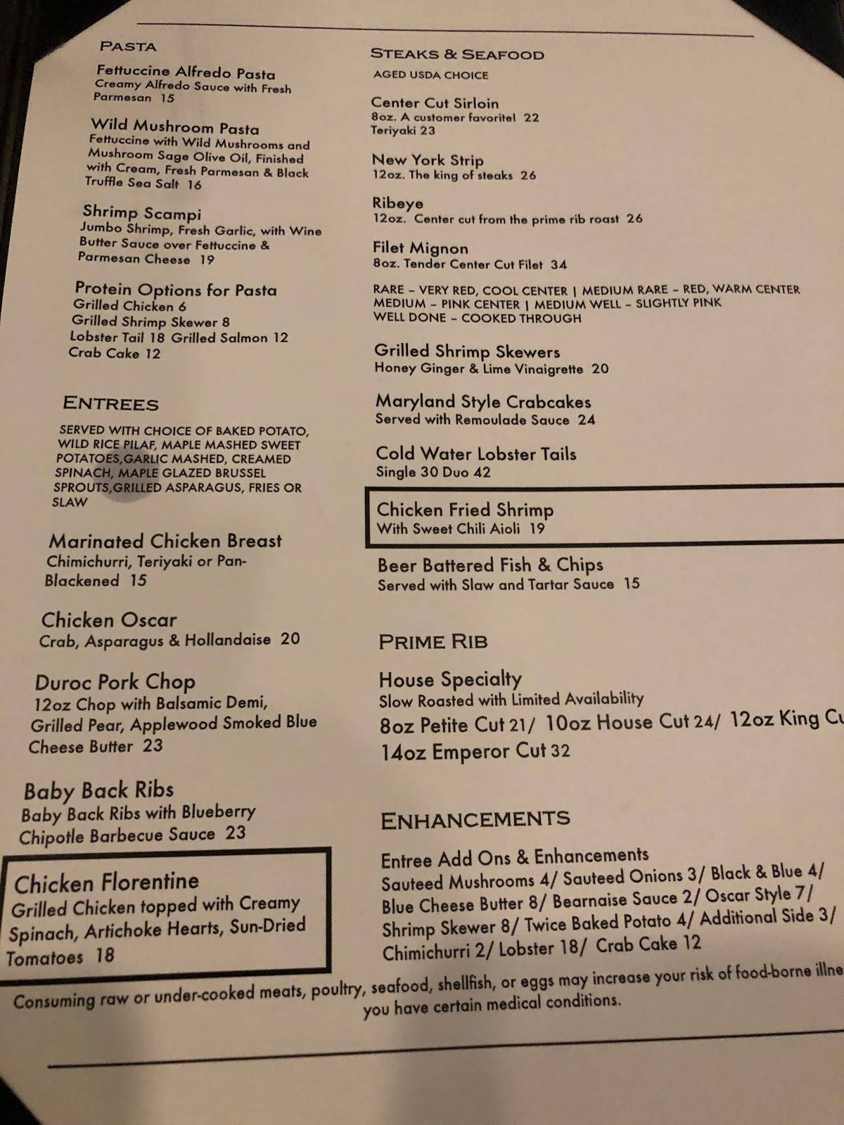 Menu at Stonewalls Restaurant, Banner Elk