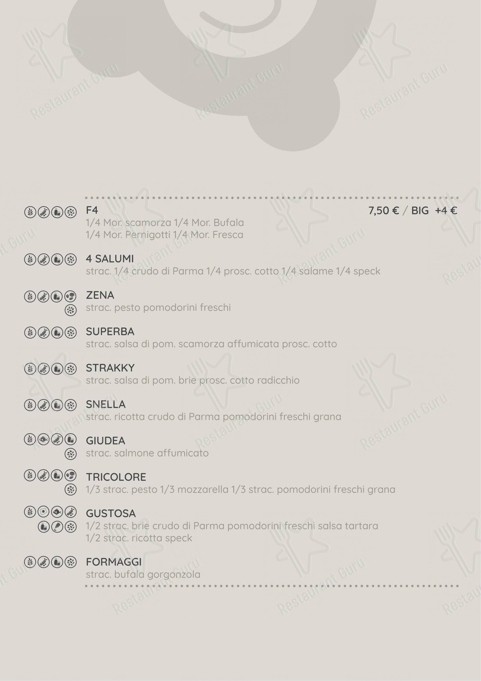Menu bar per Strakkino ristorante