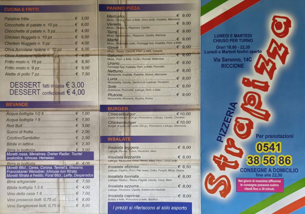 Menu di Strapizza 