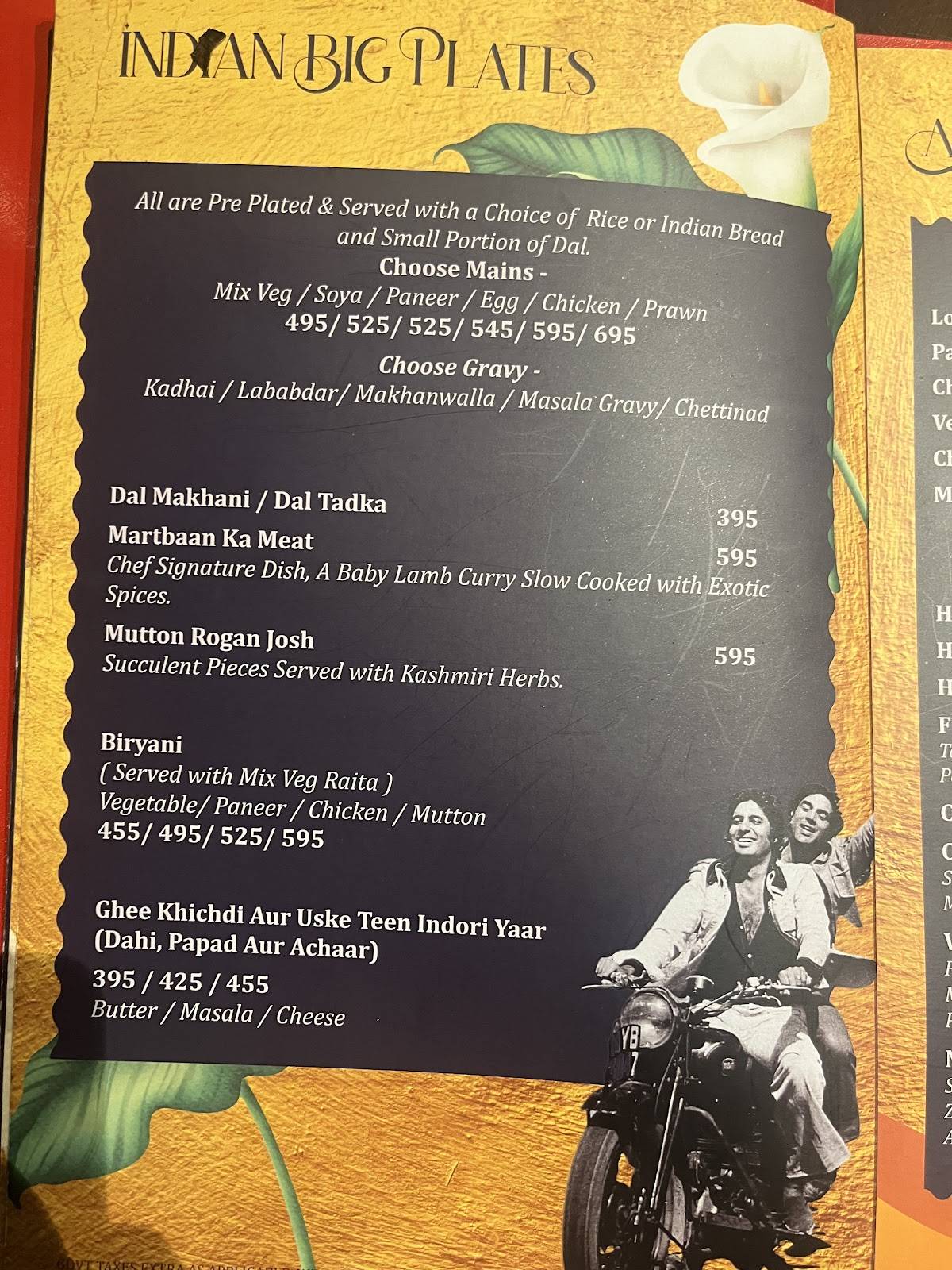 Striker Indore menu