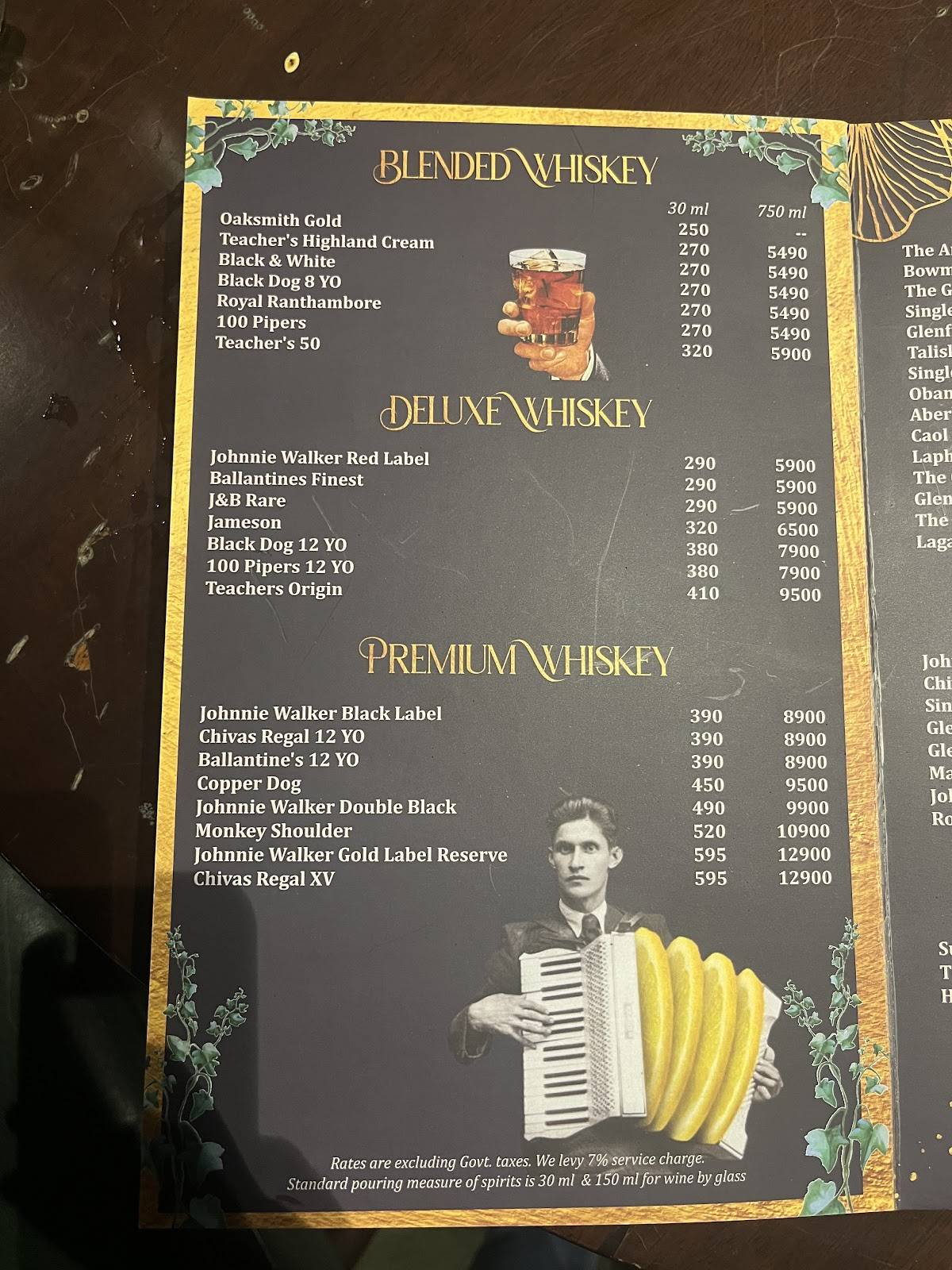 Striker Indore menu