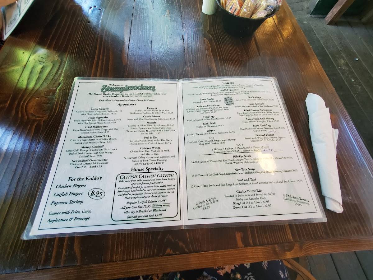 Menu at Stumpknockers Restaurant, Hernando, SW State Rd 200