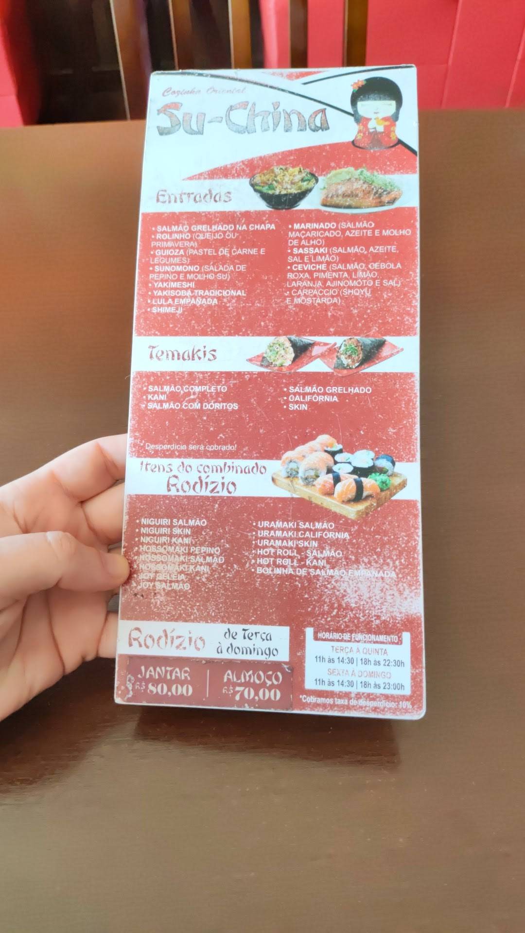 Suchina cardápio