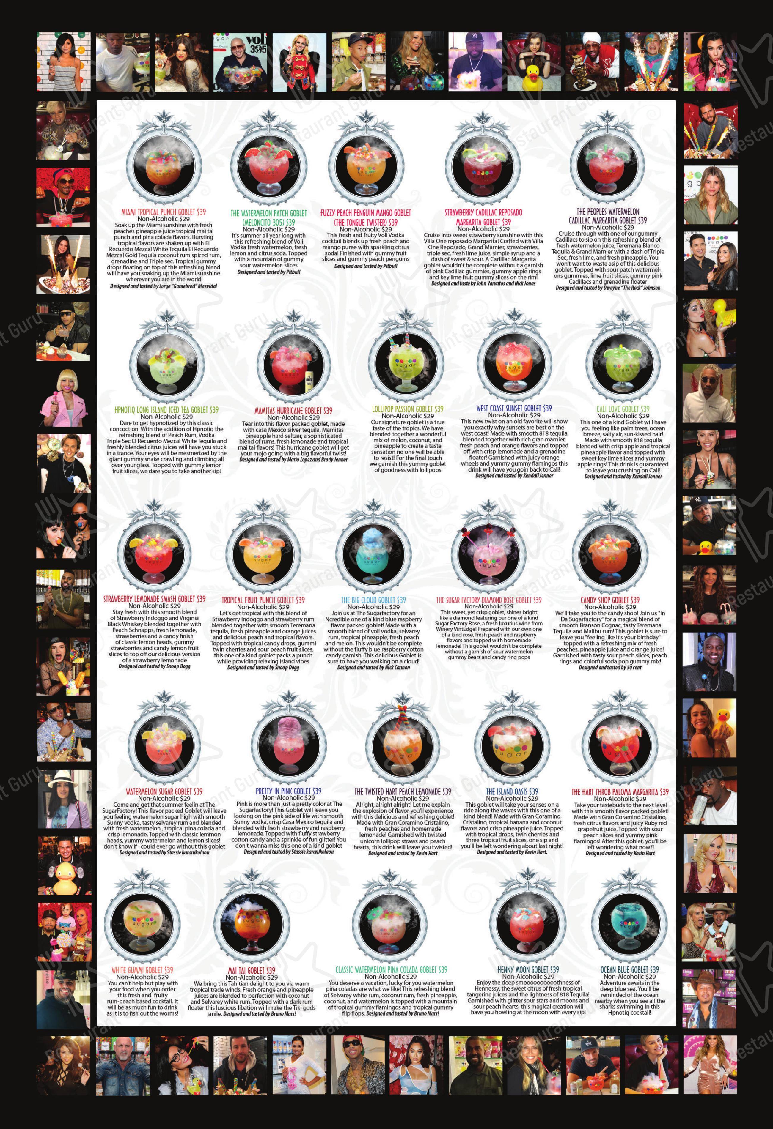 Menu at Sugar Factory Atlantic City desserts, Atlantic City
