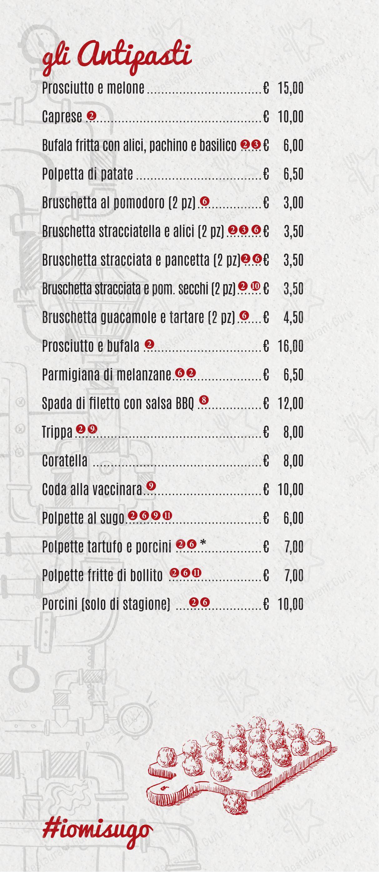 Menu per Sugo Trattoria in Roma