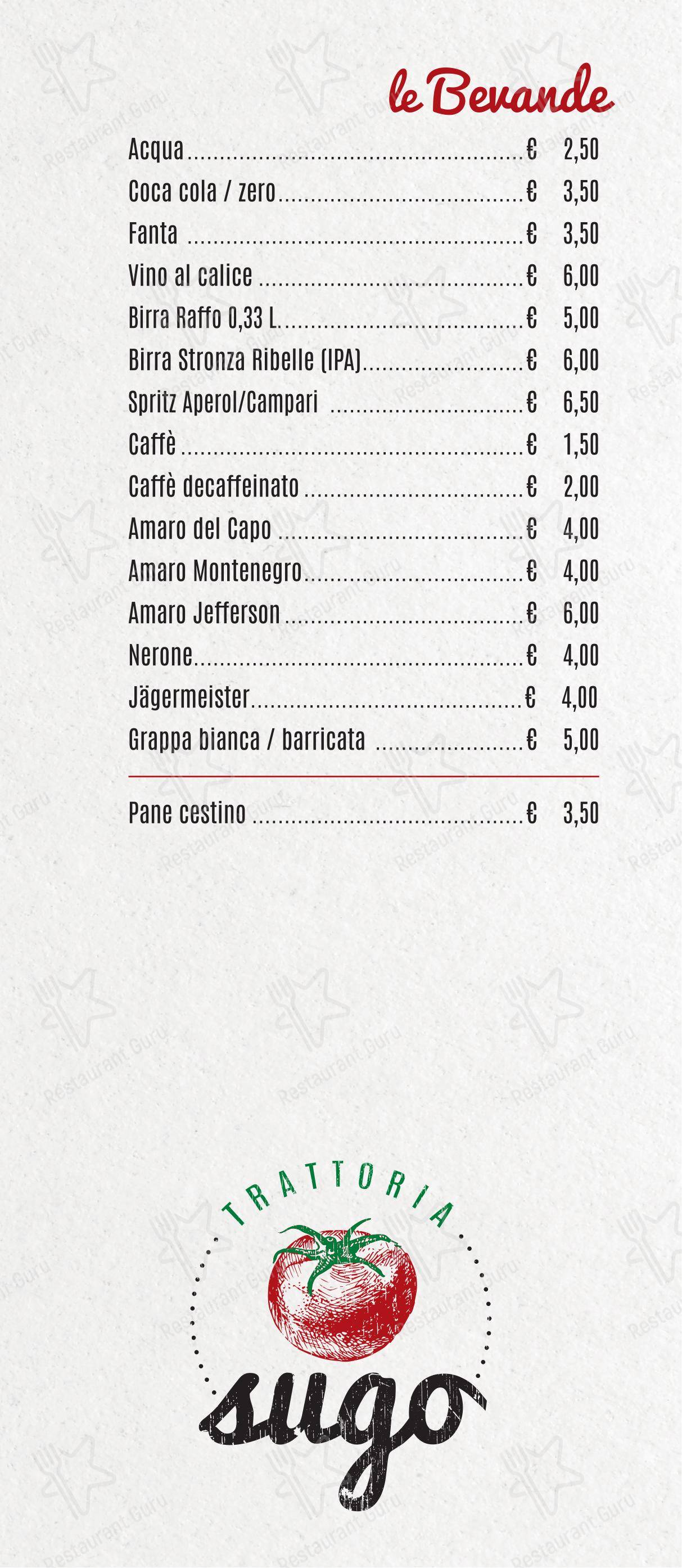 Menu per Sugo Trattoria ristorante