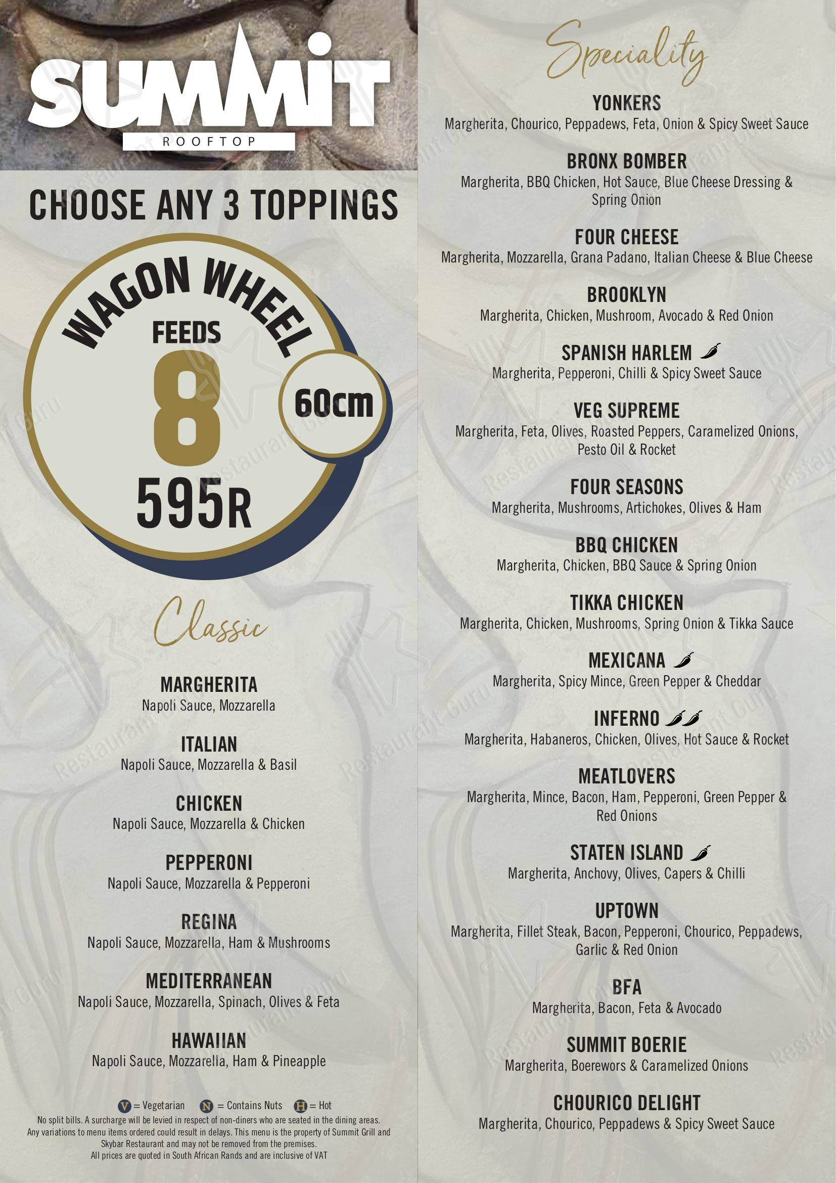 Menu at Summit Grill and Sky Bar Menlyn, Pretoria