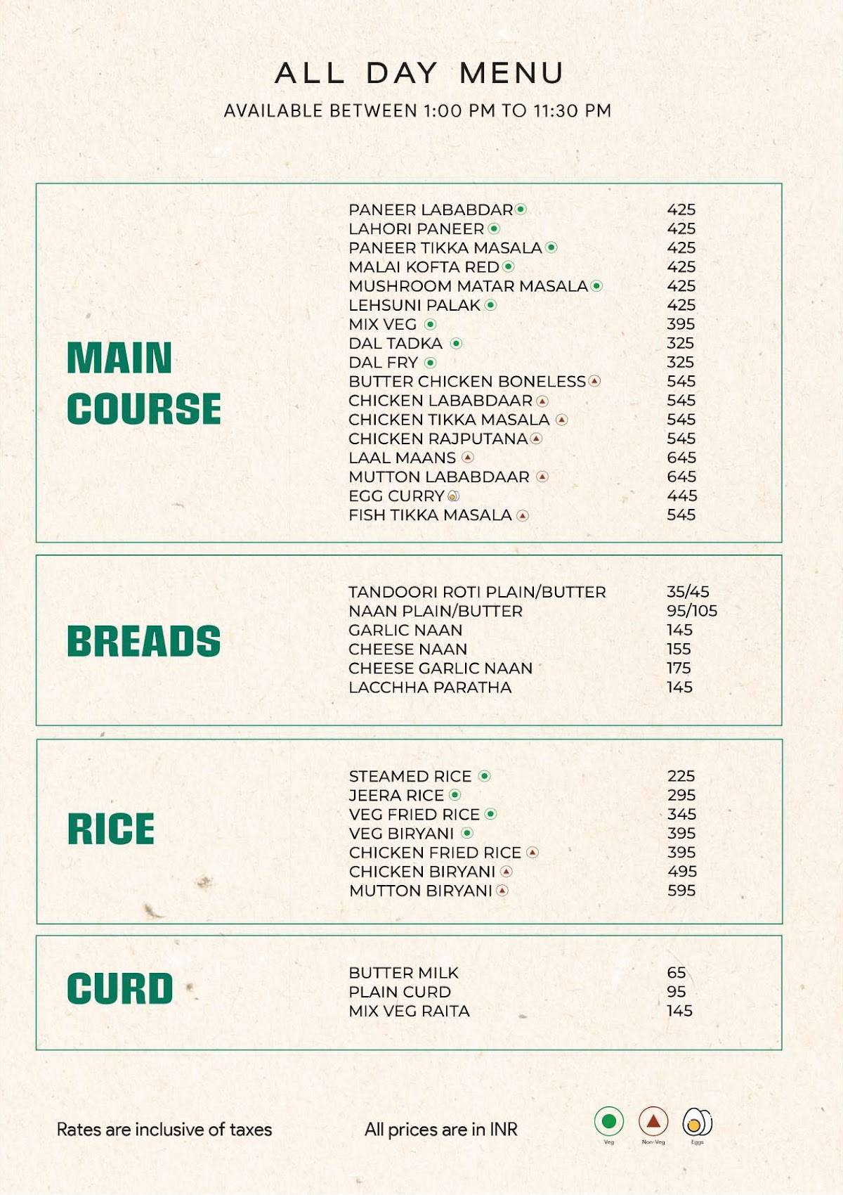 Sun N Moon Cafe & Restaurant menu
