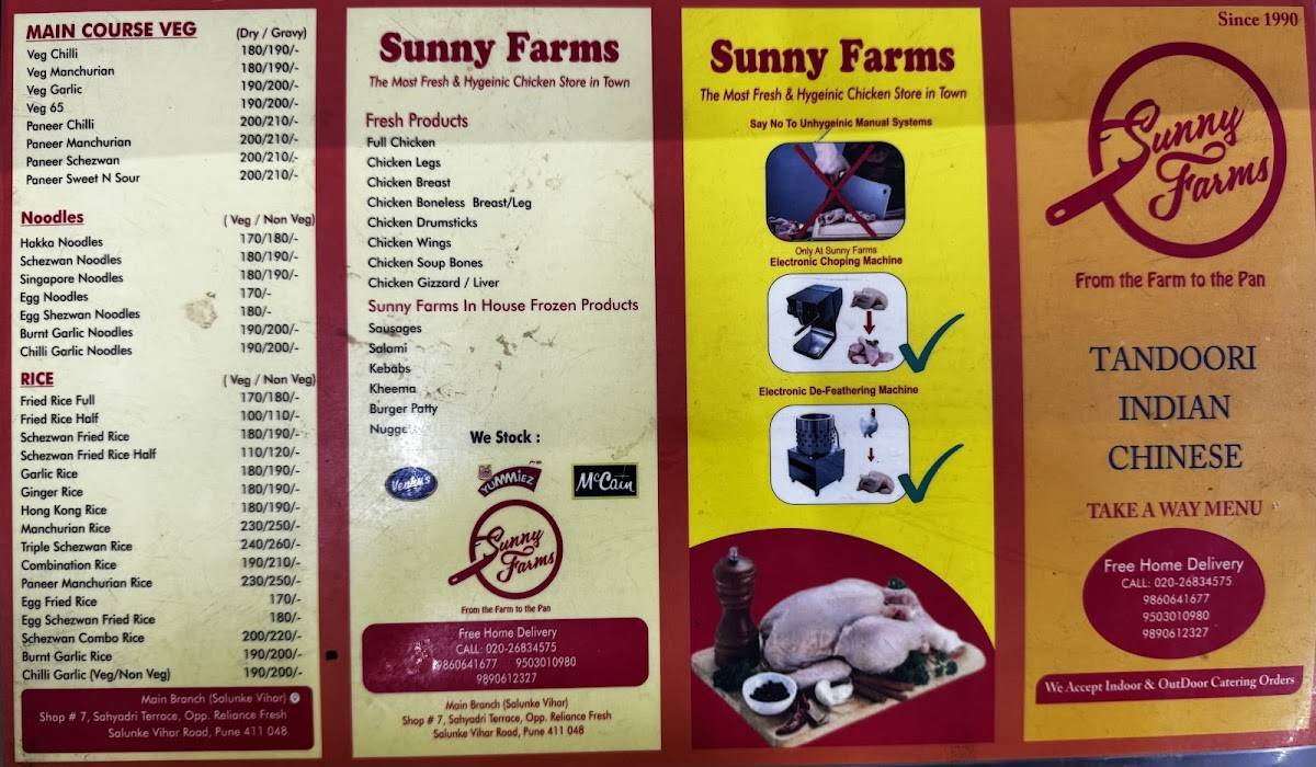 Sunny Farms menu