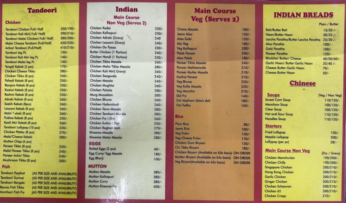 Sunny Farms menu
