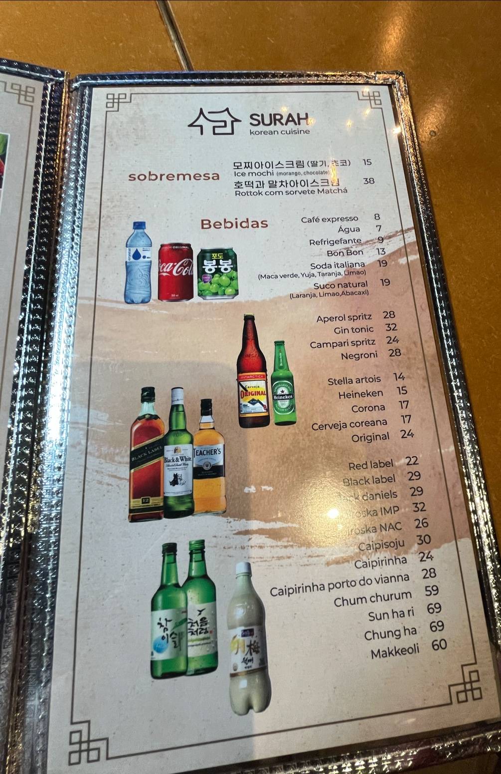Surah Korean Cuisine Brasil cardápio