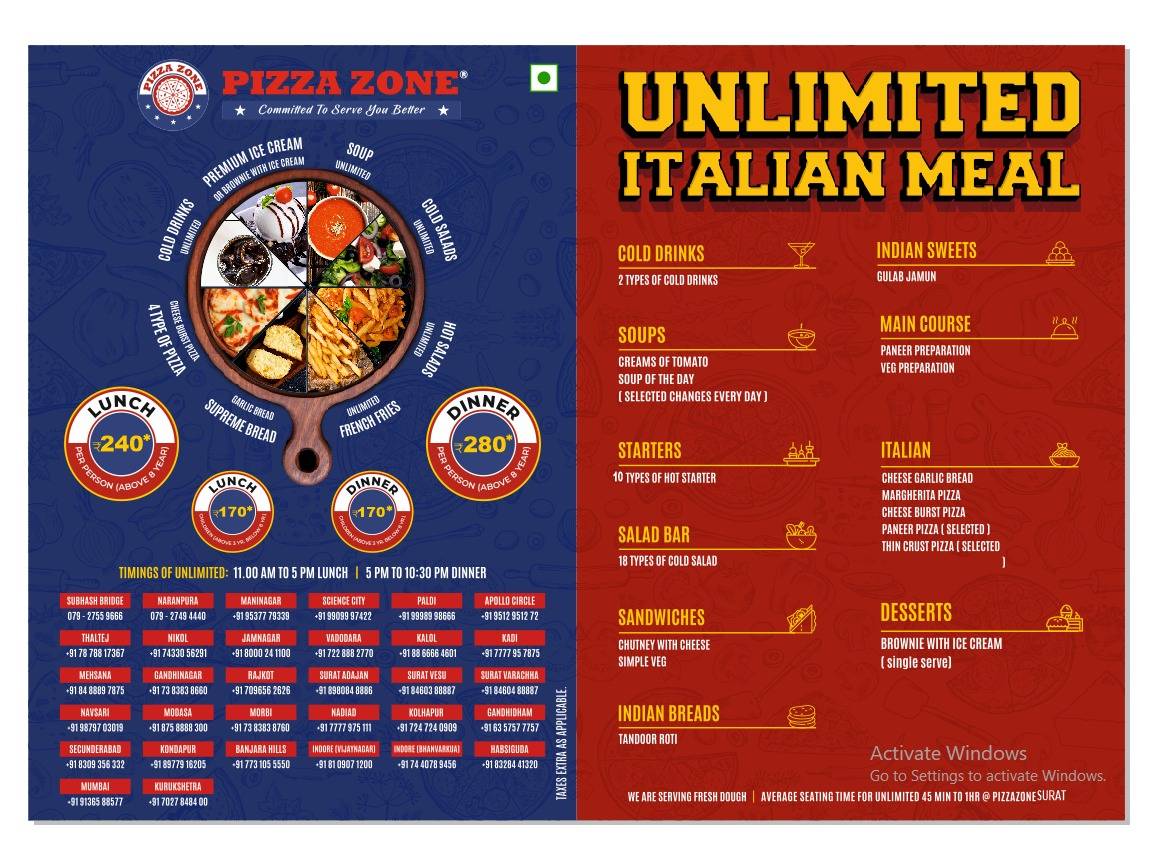 Pizza Zone menu