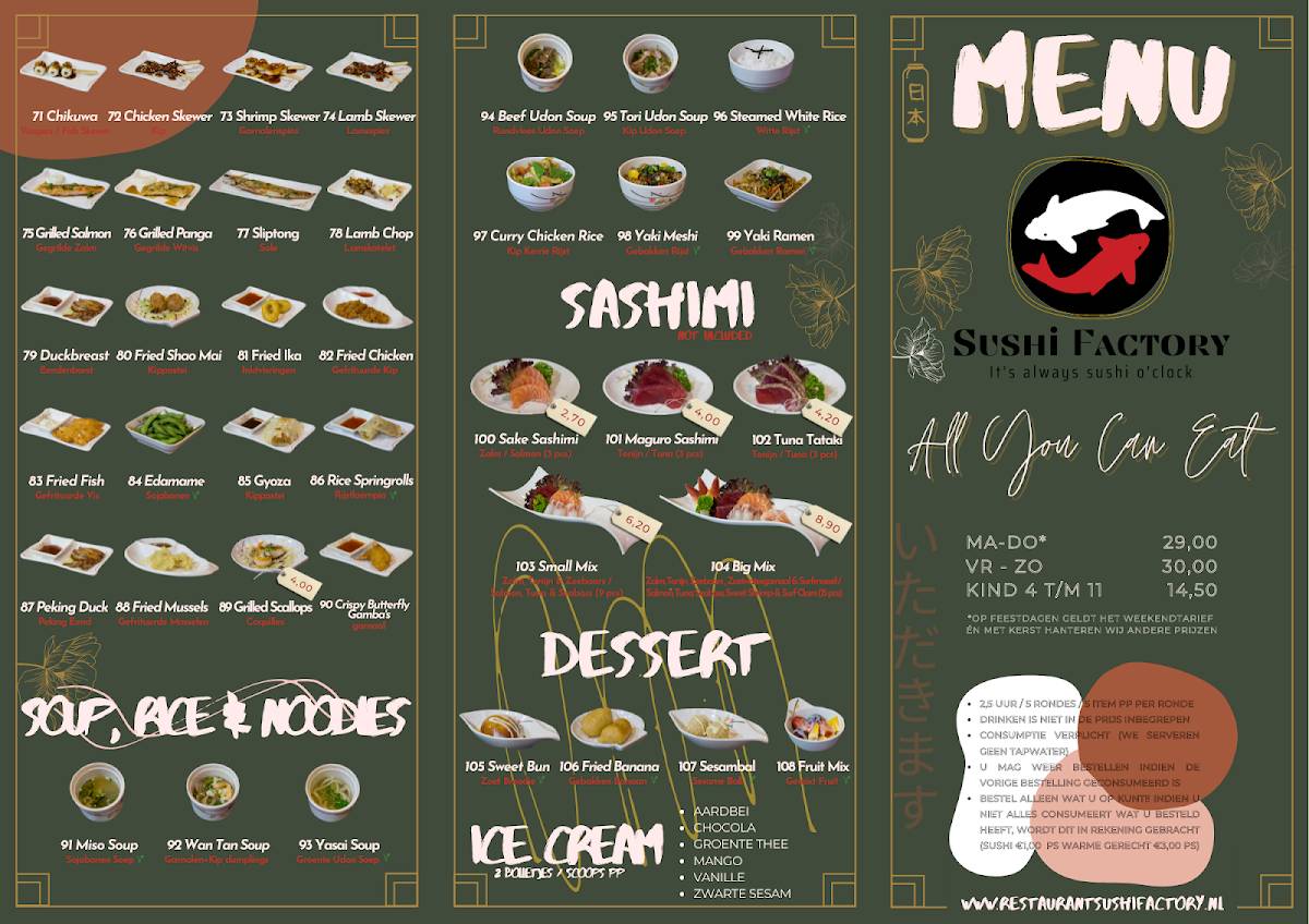 Sushi factory menu hotsell