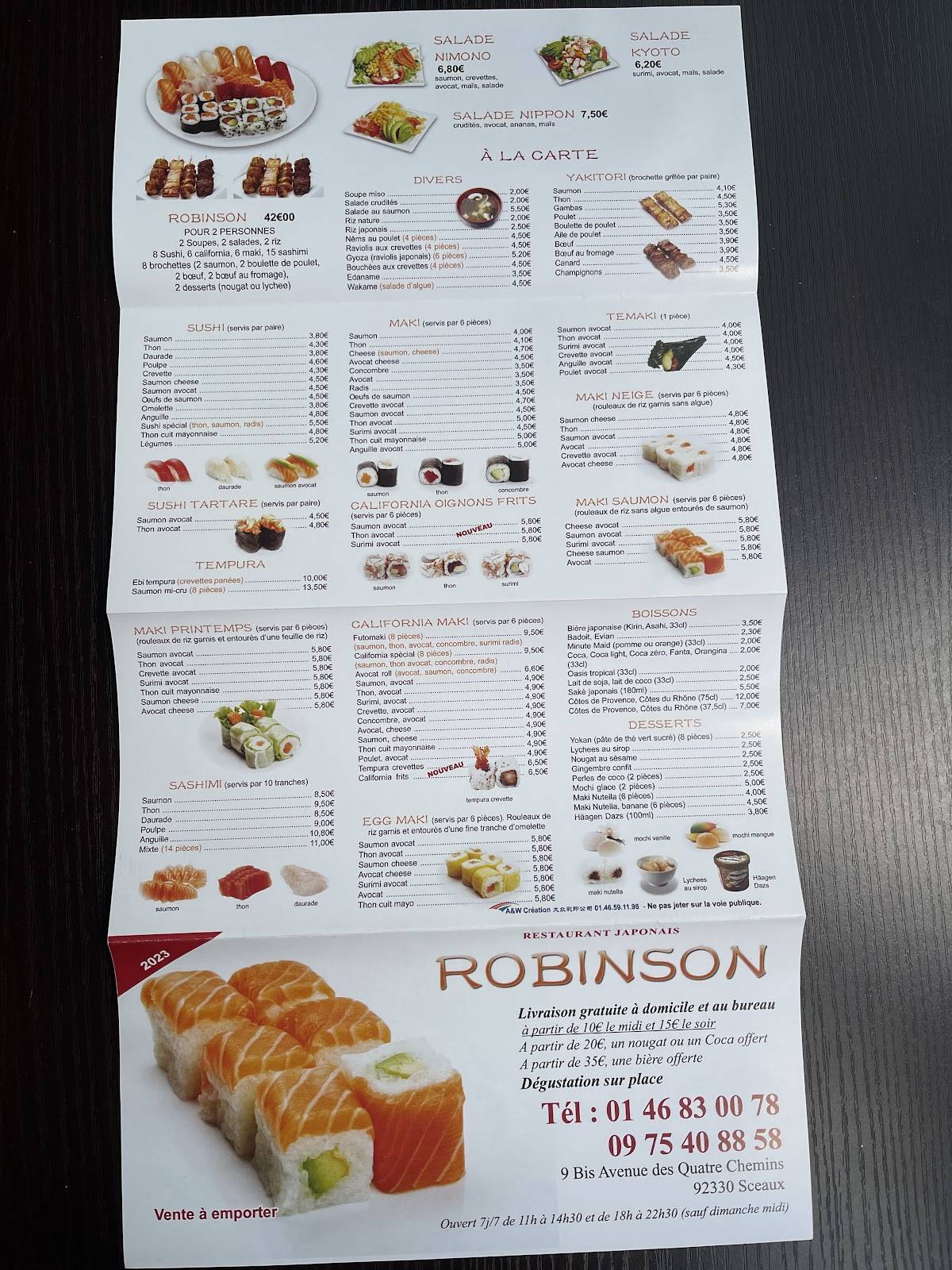 Menu de Sushi Robinson