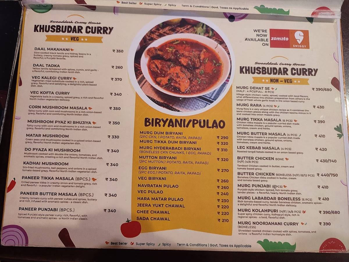 Swaaddesh menu