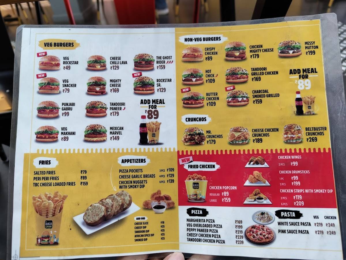 THE BURGER COMPANY menu