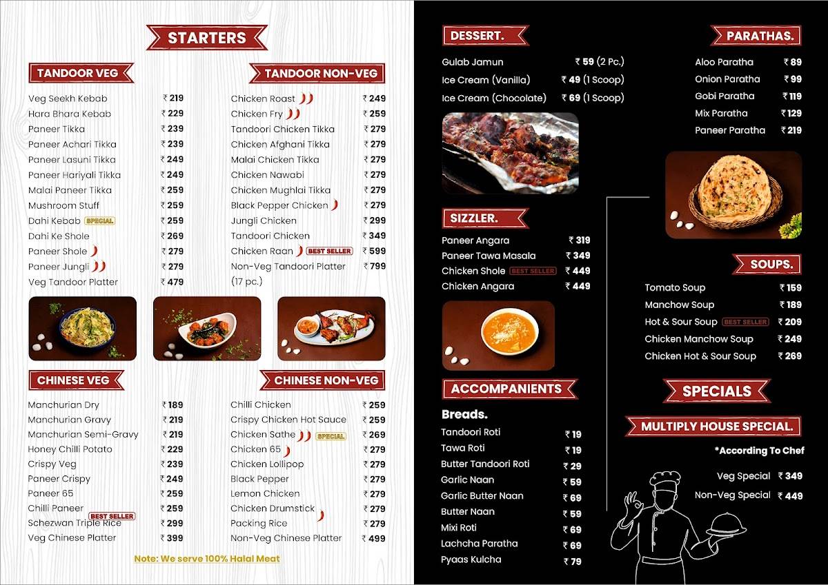 THE MULTIPLY HOUSE Cafe-Restaurant menu