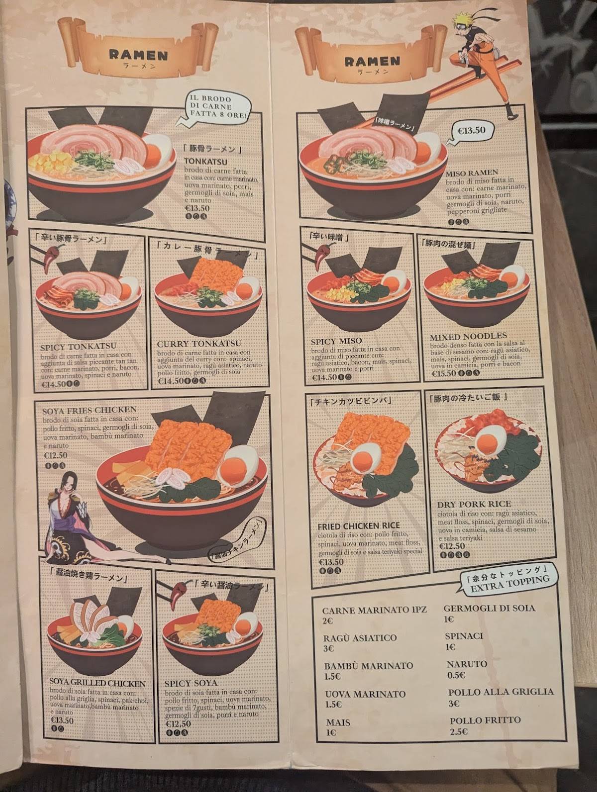 Menu di TOKII RAMEN 