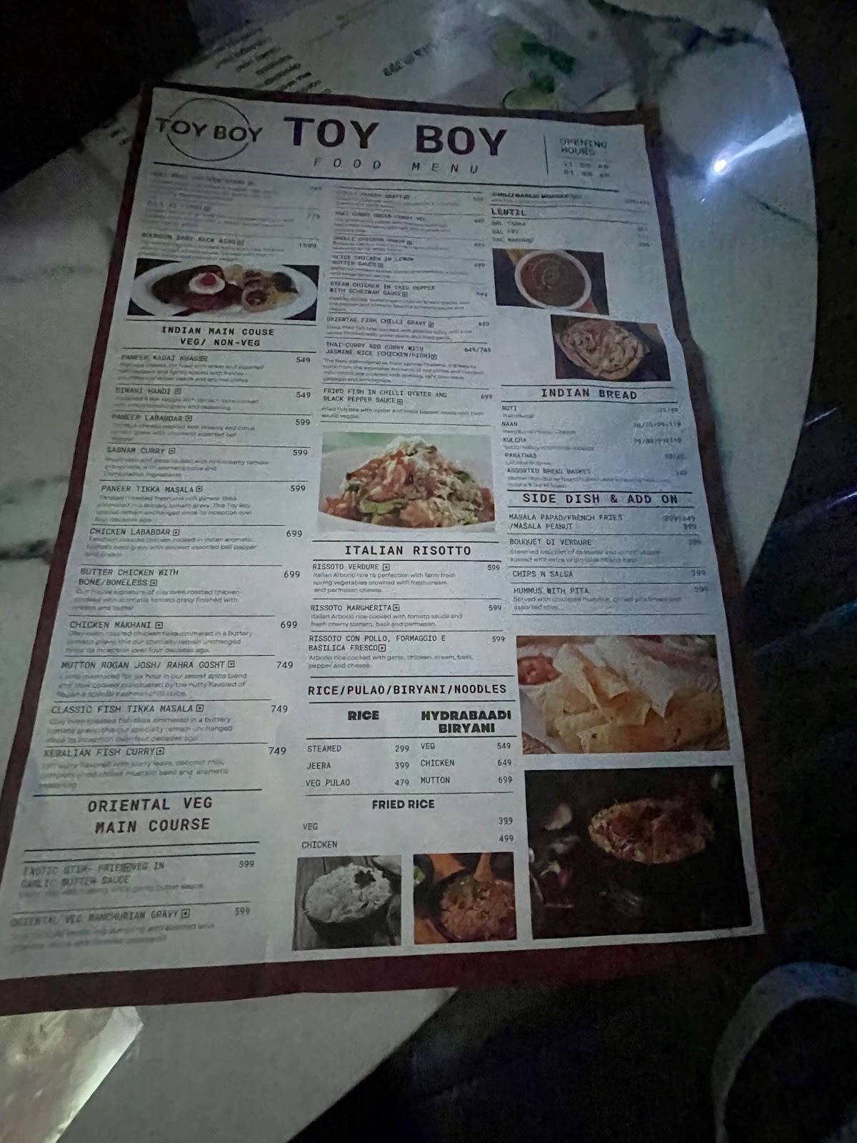 TOY BOY menu