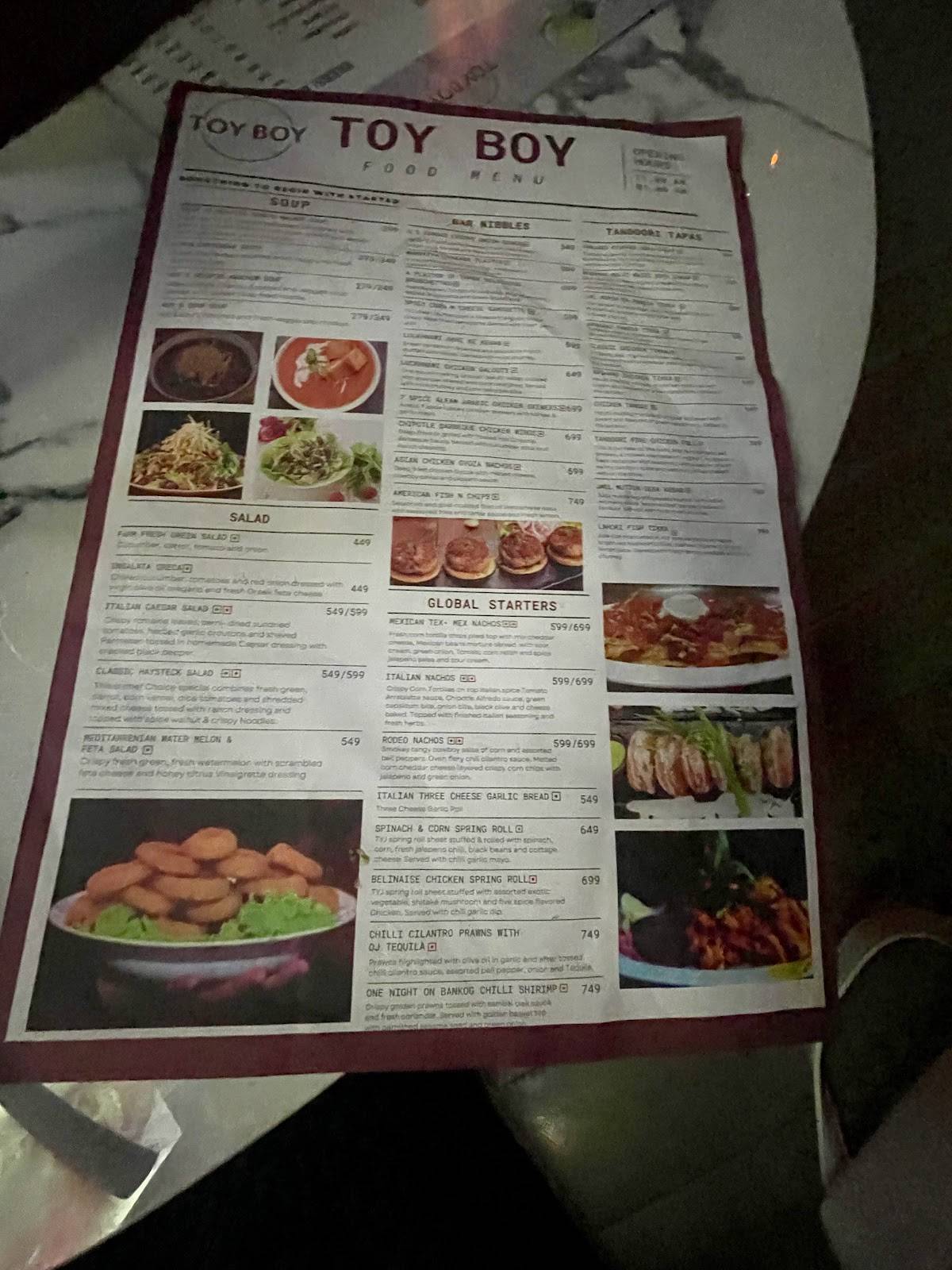 TOY BOY menu