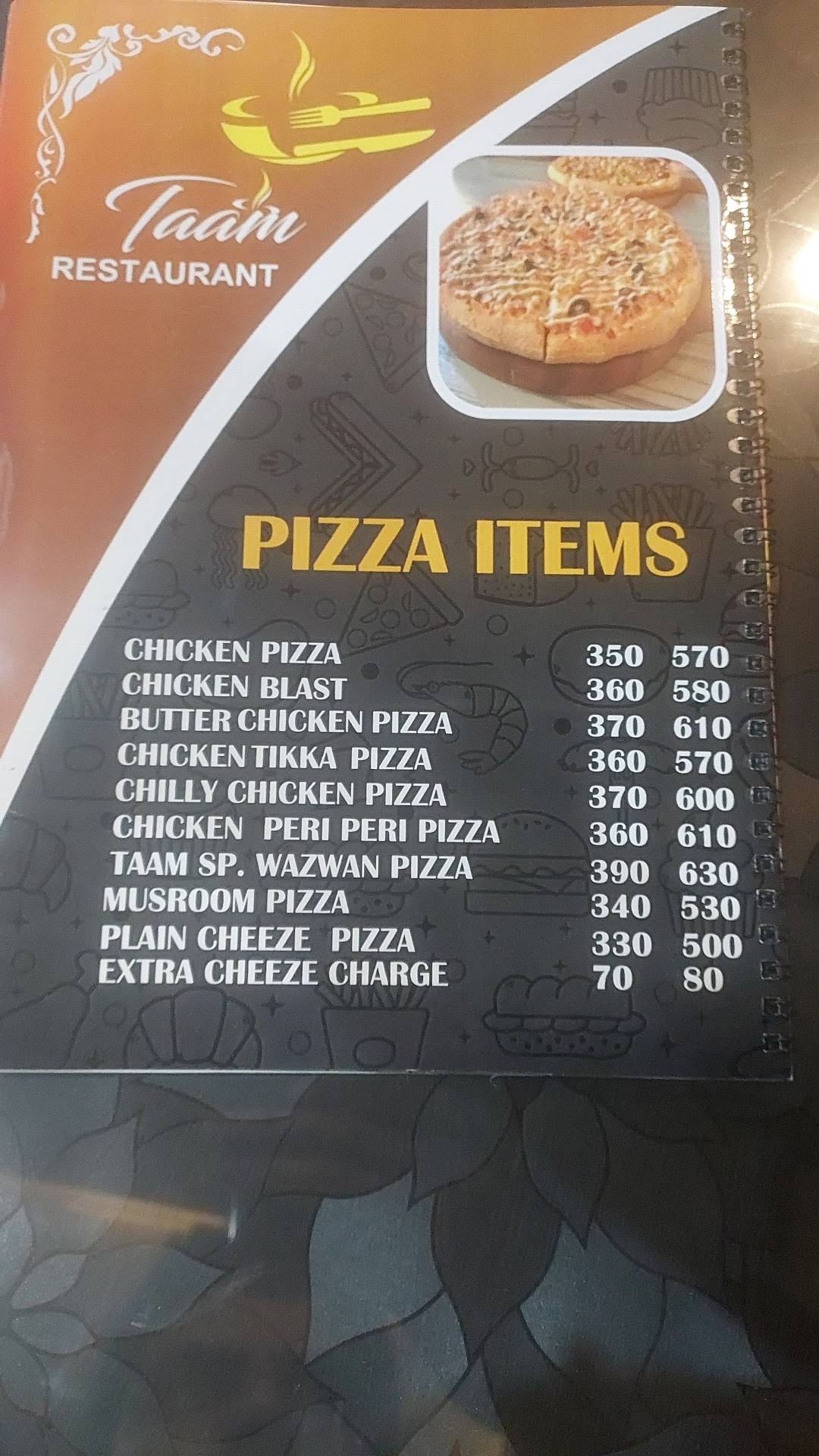 Taam Restauran menu