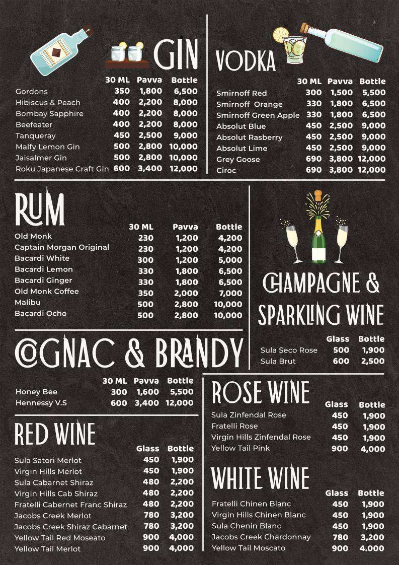 Talli Bar & Kitchen menu