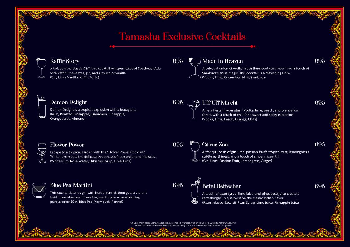 Tamasha menu