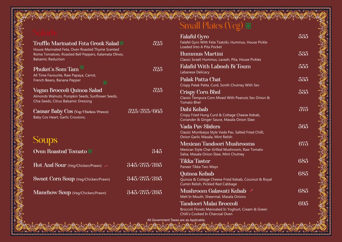 Tamasha menu